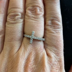 Silpada sterling silver and CZ Reverence cross ring size 8.